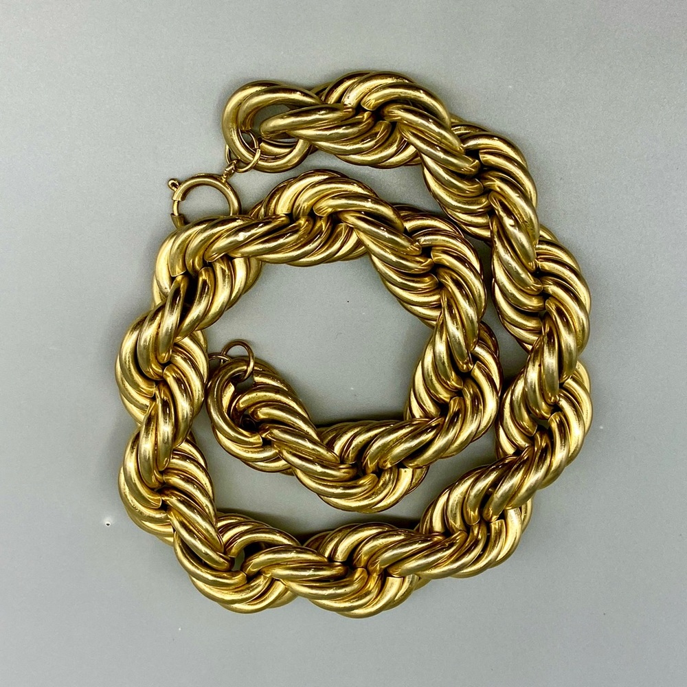 Vintage Bold & Gold Toned Big Rope Necklace HipHop Statement - Picture 15 of 16